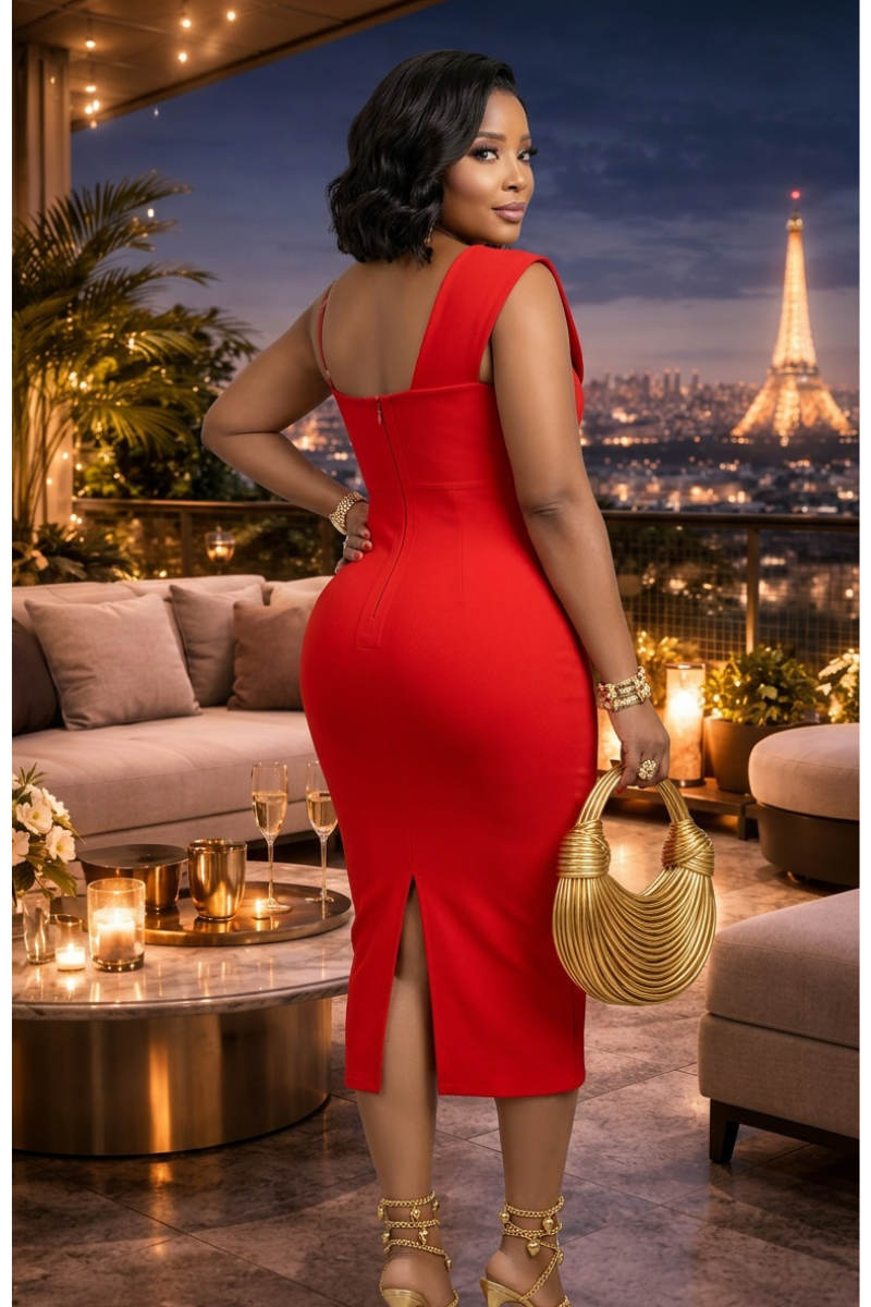 Bella Noir Midi Dress ❤️