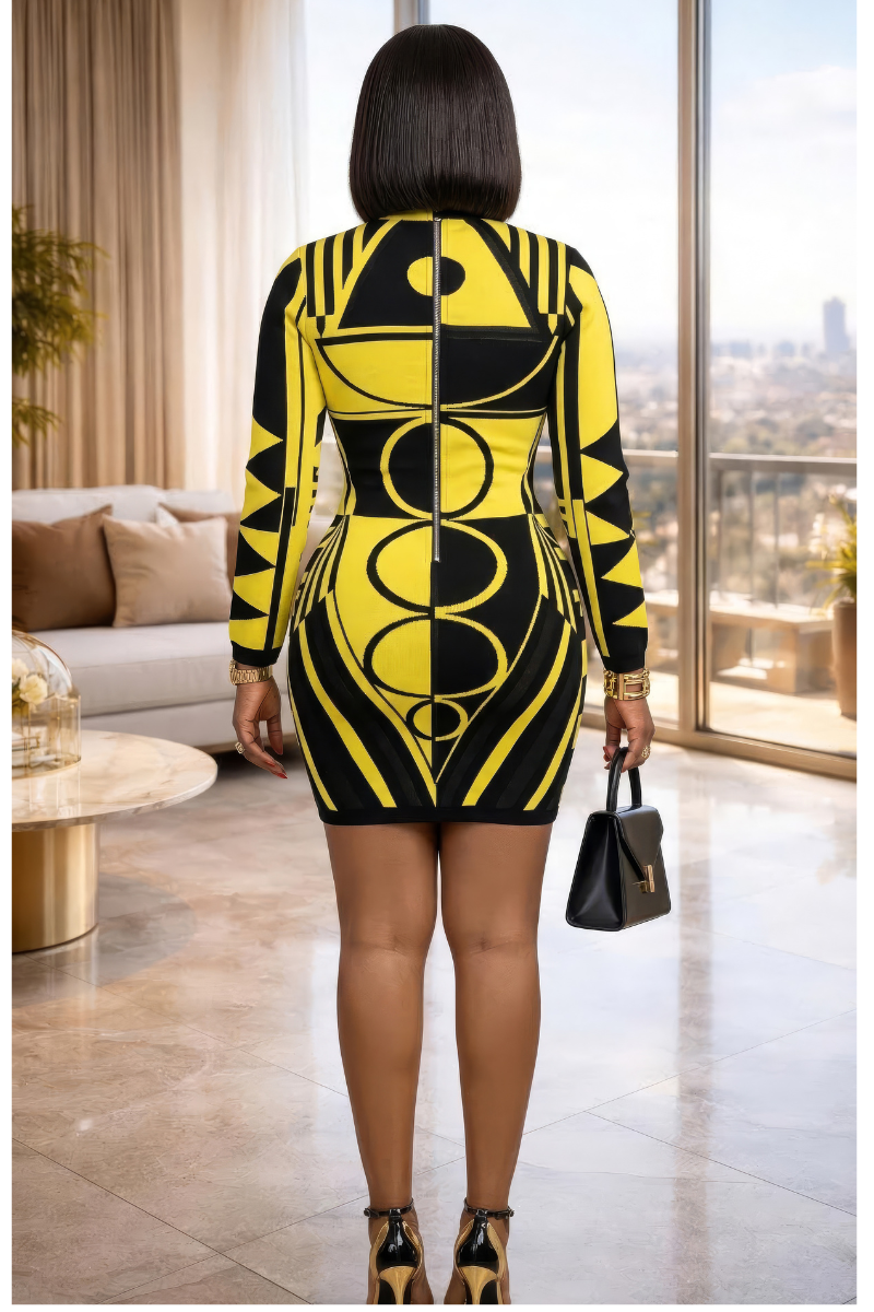 Valencia Geometric Knit Mini Dress
