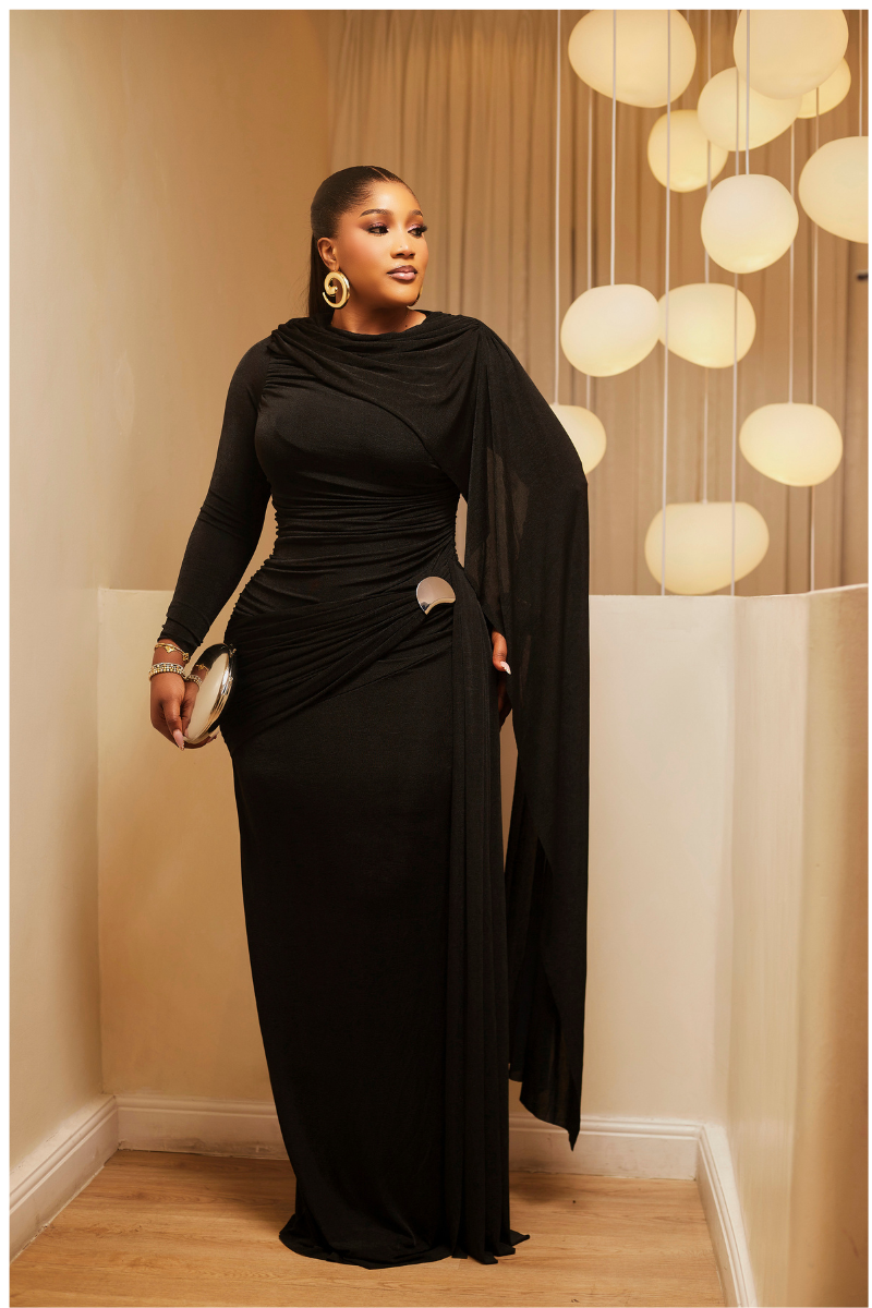 Lisa Drape Gown – Black