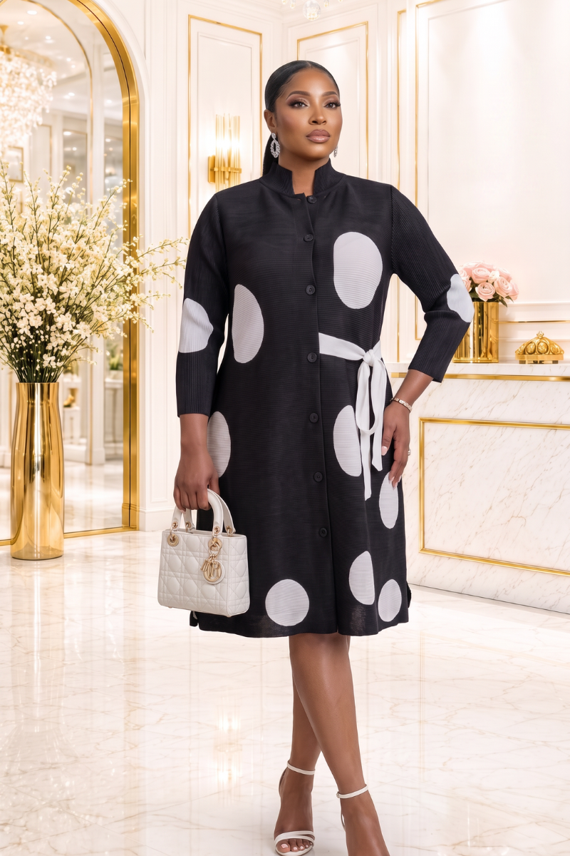Lisa Polka Dot Miyake Midi Dress