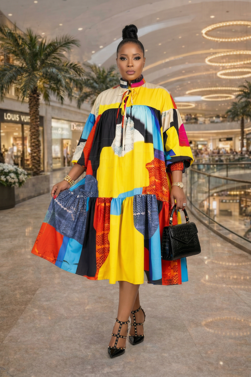 Color block Statement Midi Dress