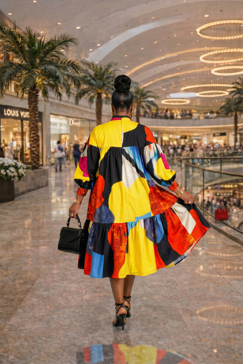 Color block Statement Midi Dress