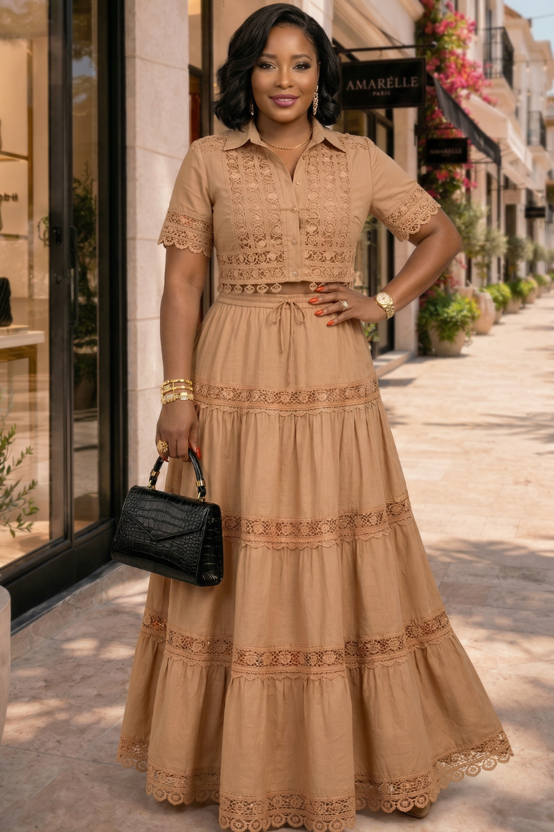 Savannah Lace Skirt Set – Mocha