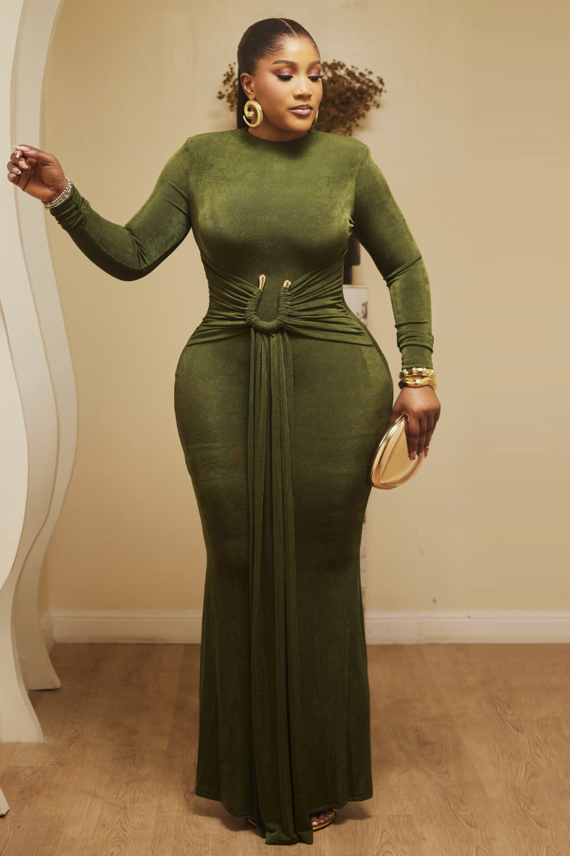 “Amara Sculpted Elegance Maxi Dress”