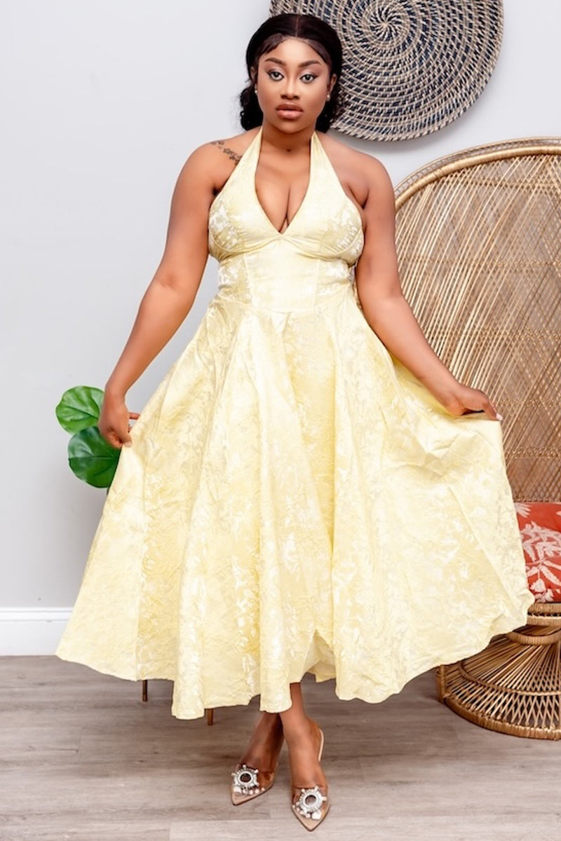 Lemon Sorbet Halter Dress