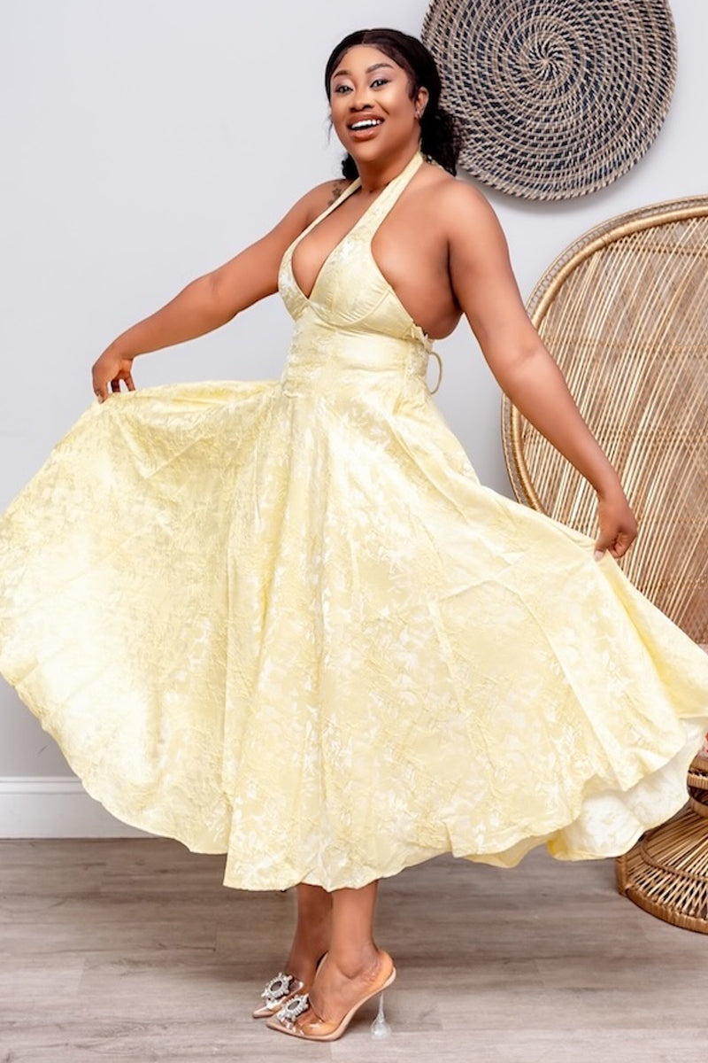 Lemon Sorbet Halter Dress
