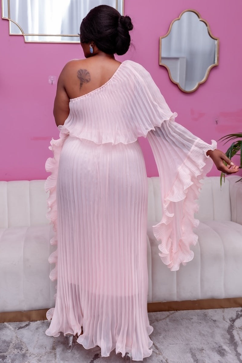Blush Whisper One-Shoulder Maxi Dress