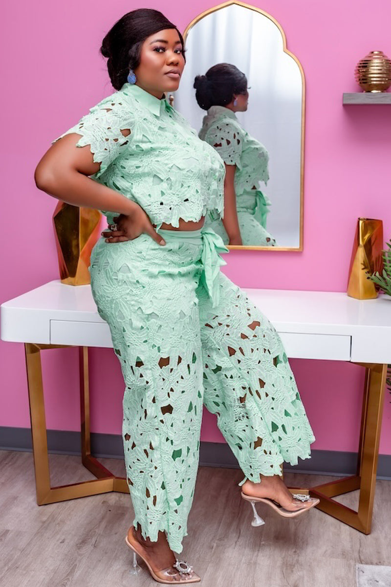 Mya Mint Lace Two-Piece Set