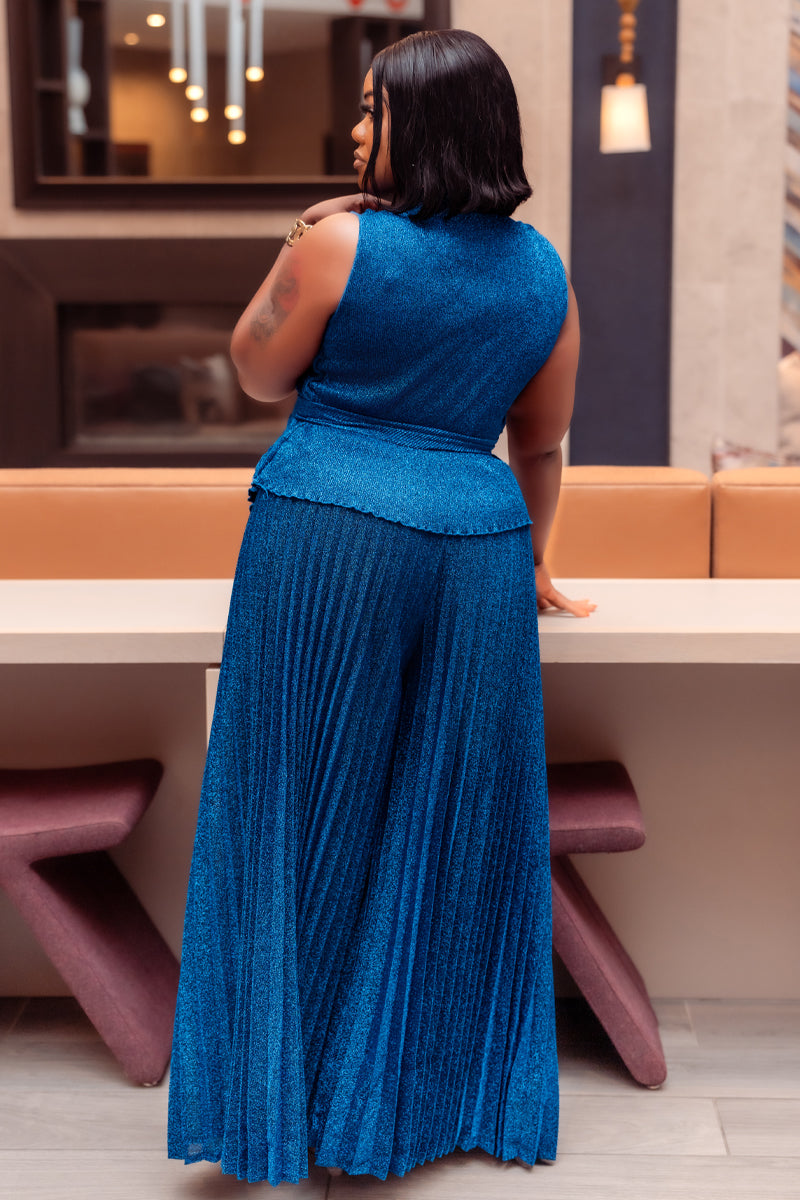 Blue Miyake Pant & Top Set | Blue