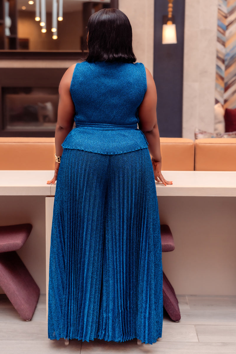 Blue Miyake Pant & Top Set | Blue