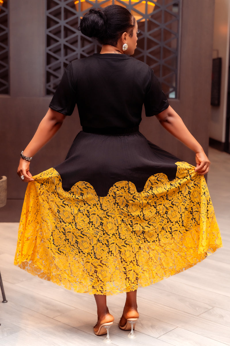 Ruby Floral Elegance Skirt & Top Set