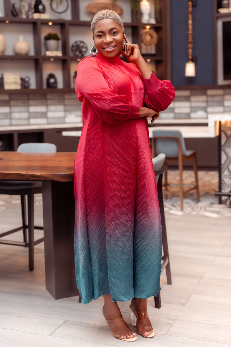 Radiant Ombre Miyake Pleated Dress