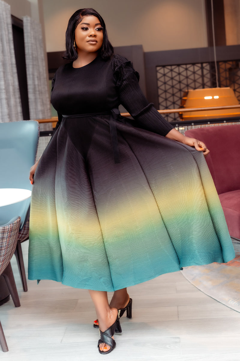Ombre Elegance Miyake Dress