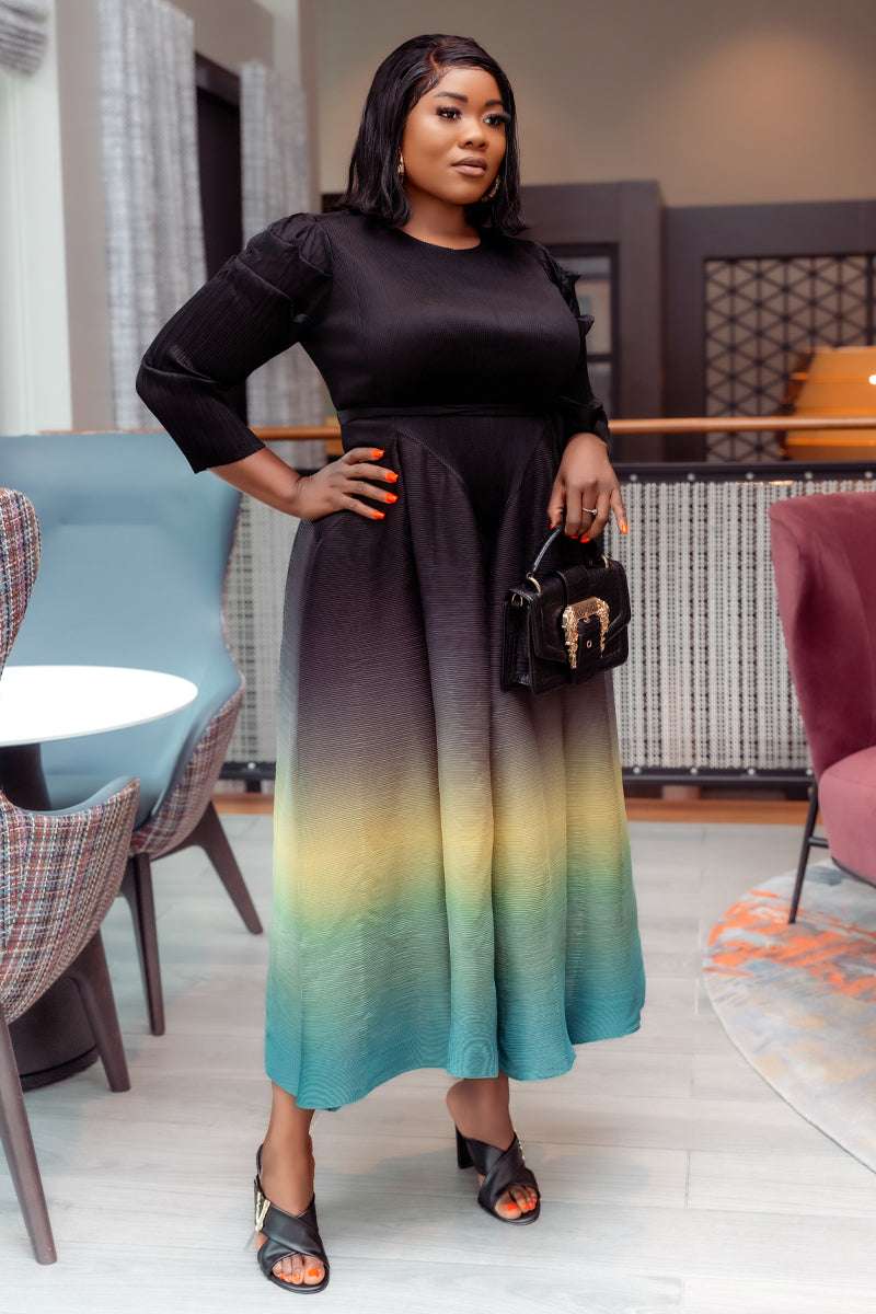 Ombre Elegance Miyake Dress