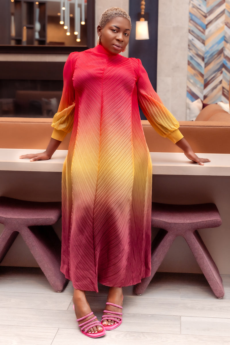 Radiance Ombre Miyake Dress