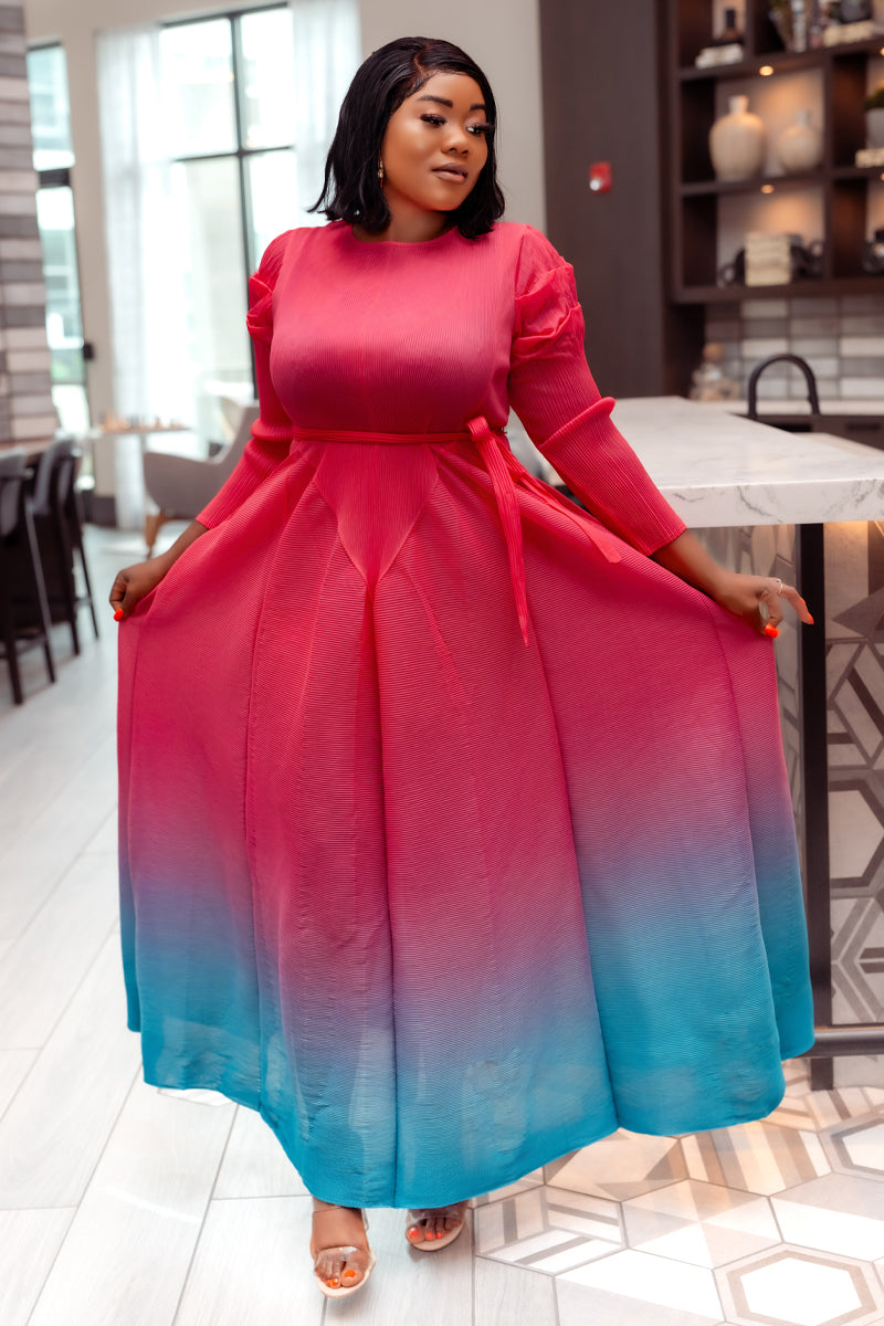 Radiance Ombre Miyake Dress