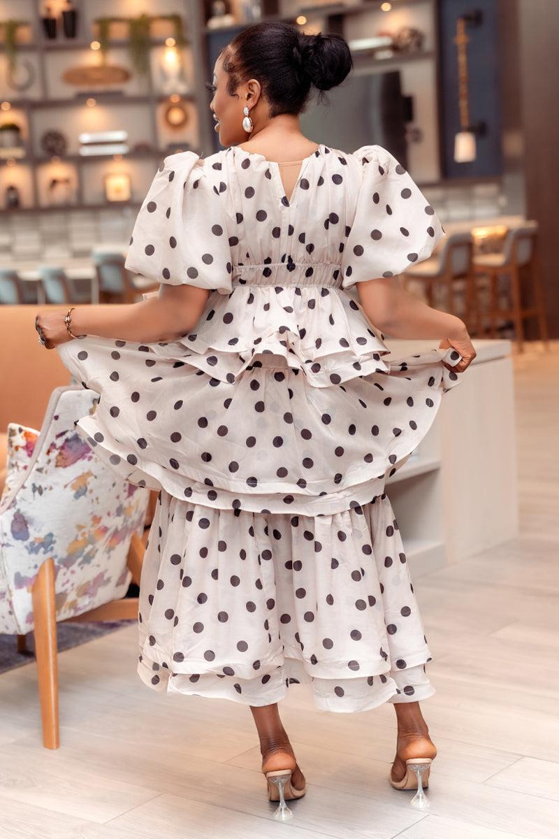 Polka Dot Tiered Maxi Dress