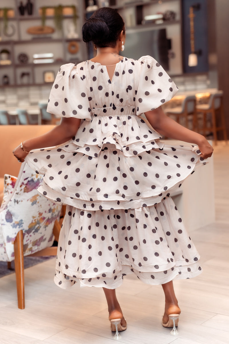 Polka Dot Tiered Maxi Dress