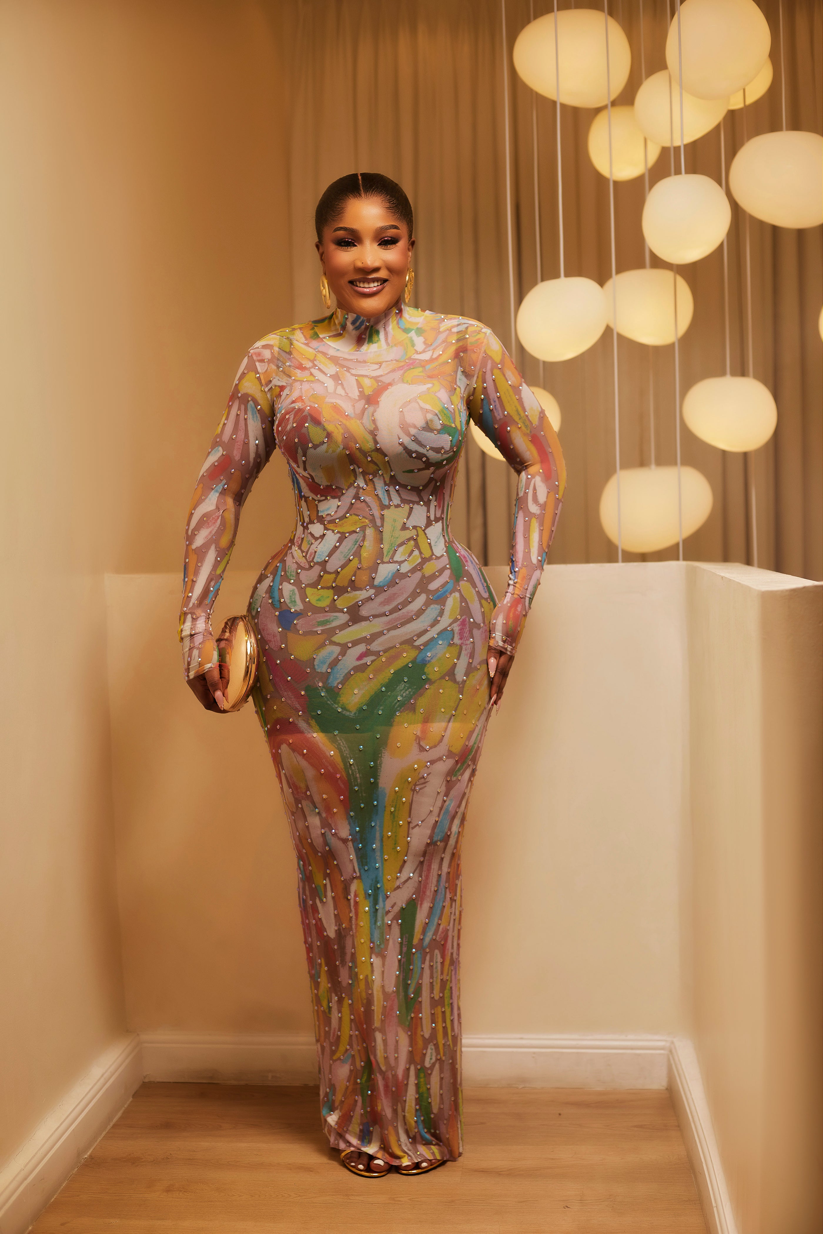 Aura Illusion Embellished Maxi Dress