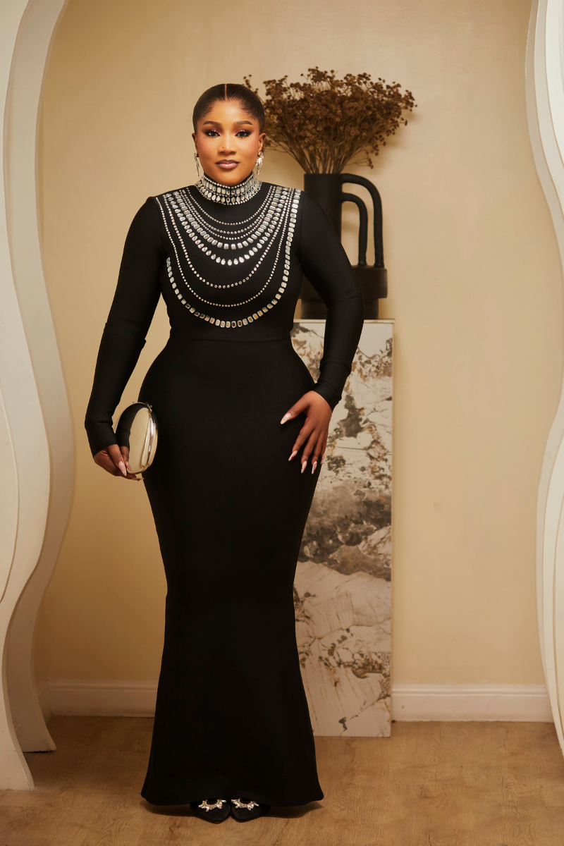 Royal Radiance Embellished Maxi Dress