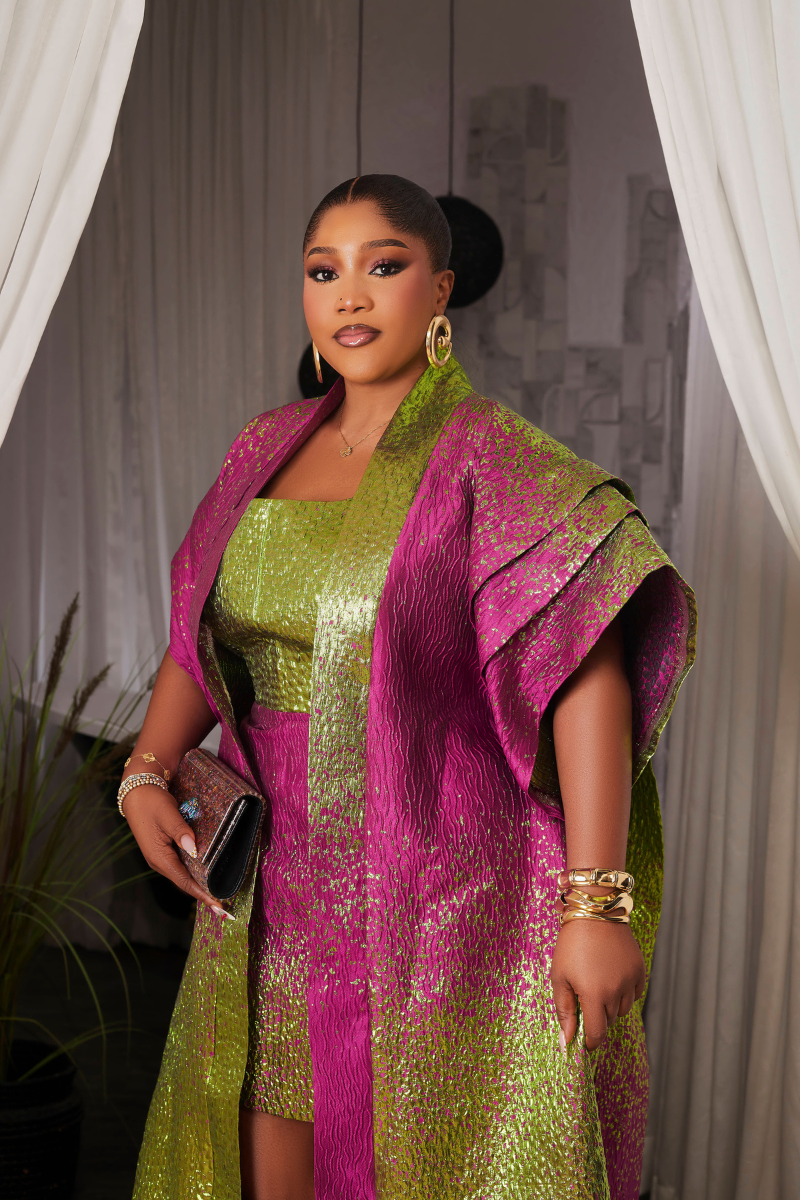 Zaria Luxe Brocade Dress & Kimono Set