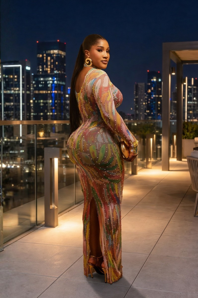 Aura Illusion Embellished Maxi Dress