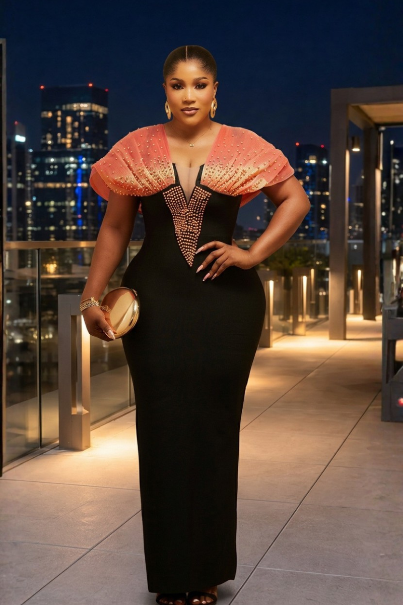 Sunset Glam Embellished Maxi Dress