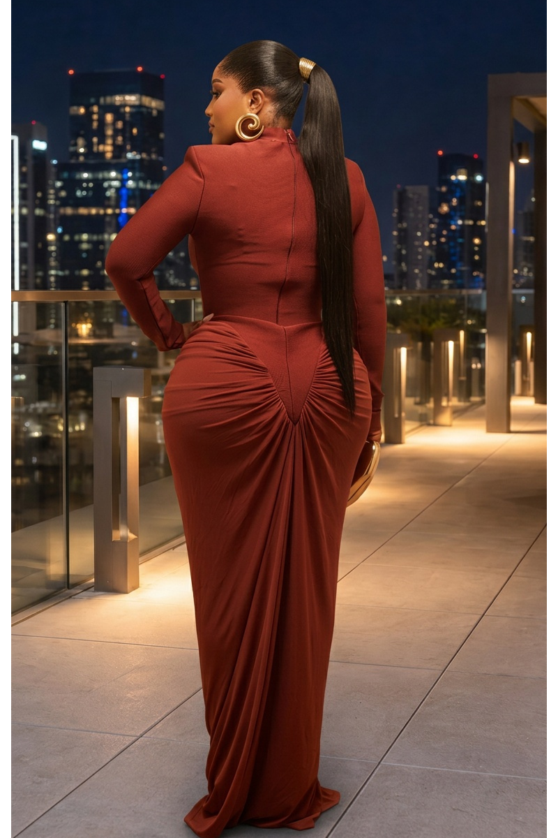 Lydia Sculpted Elegance Ruched Maxi Dress