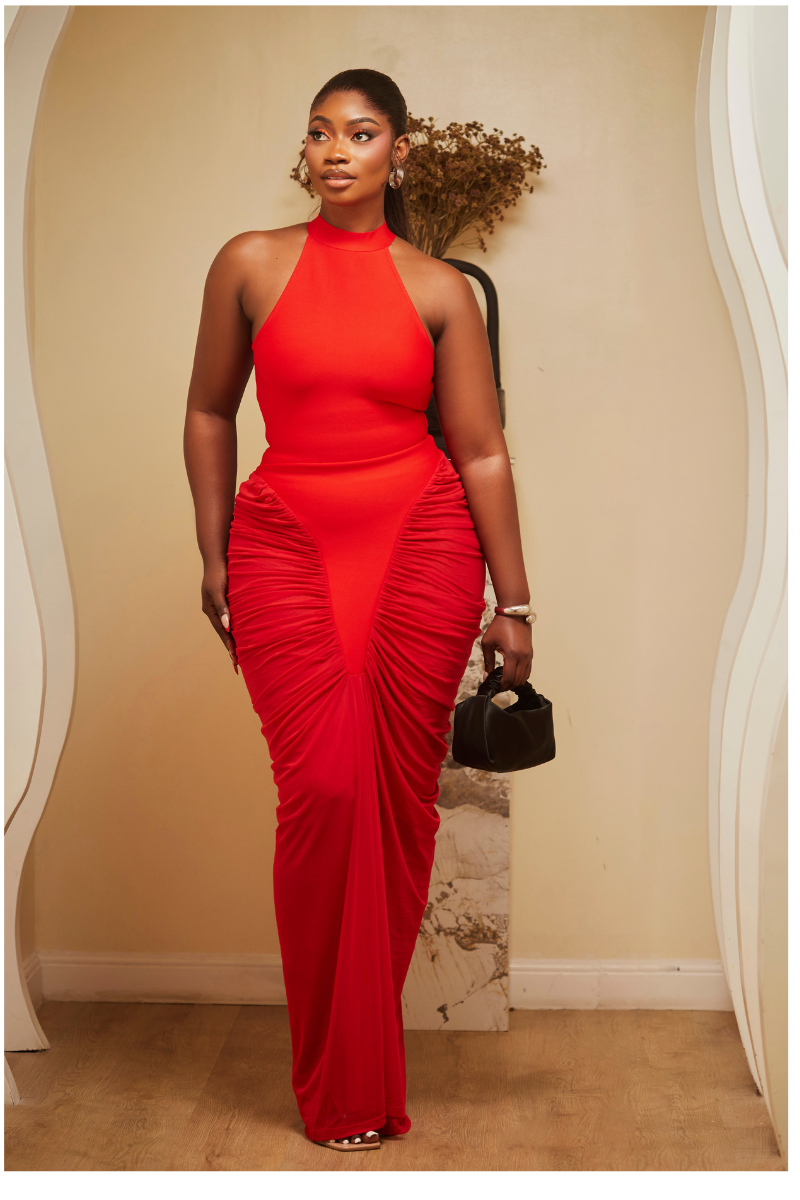 Ruby Sculpted Ruched Maxi Dress