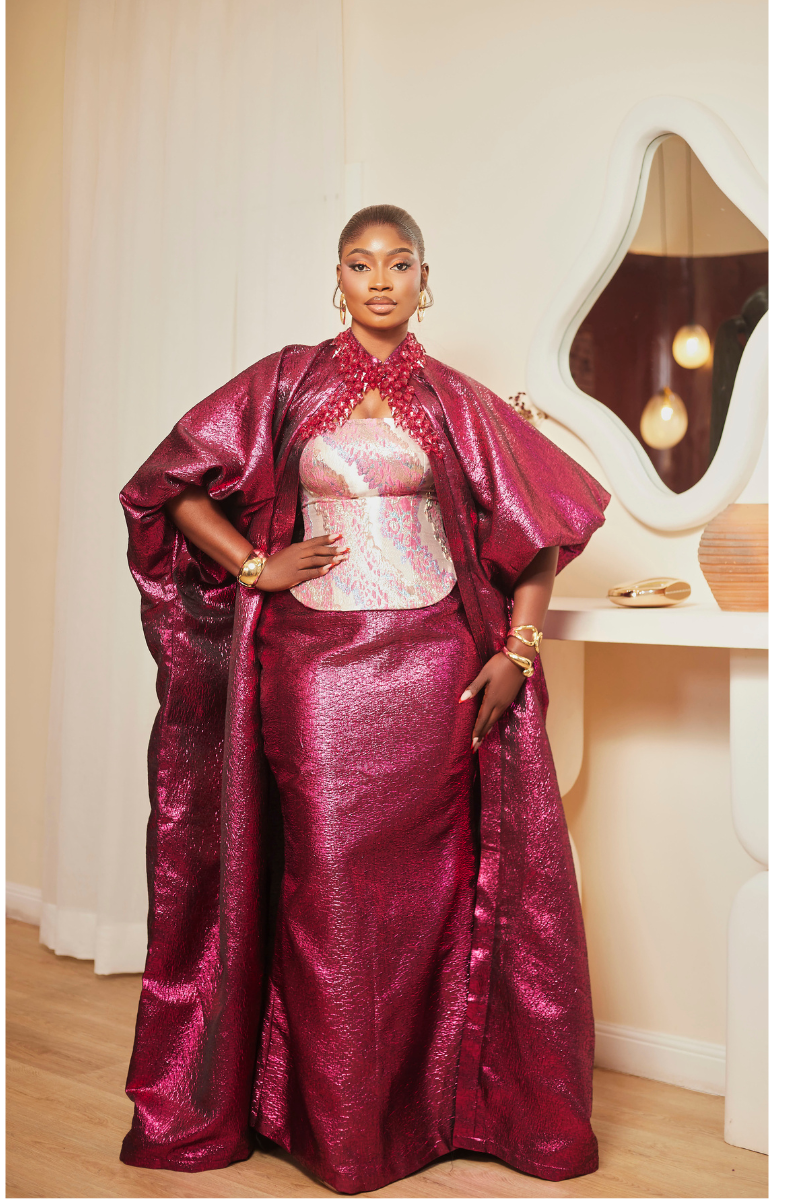 Nafisa Luxe Brocade Skirt Set with Kimono