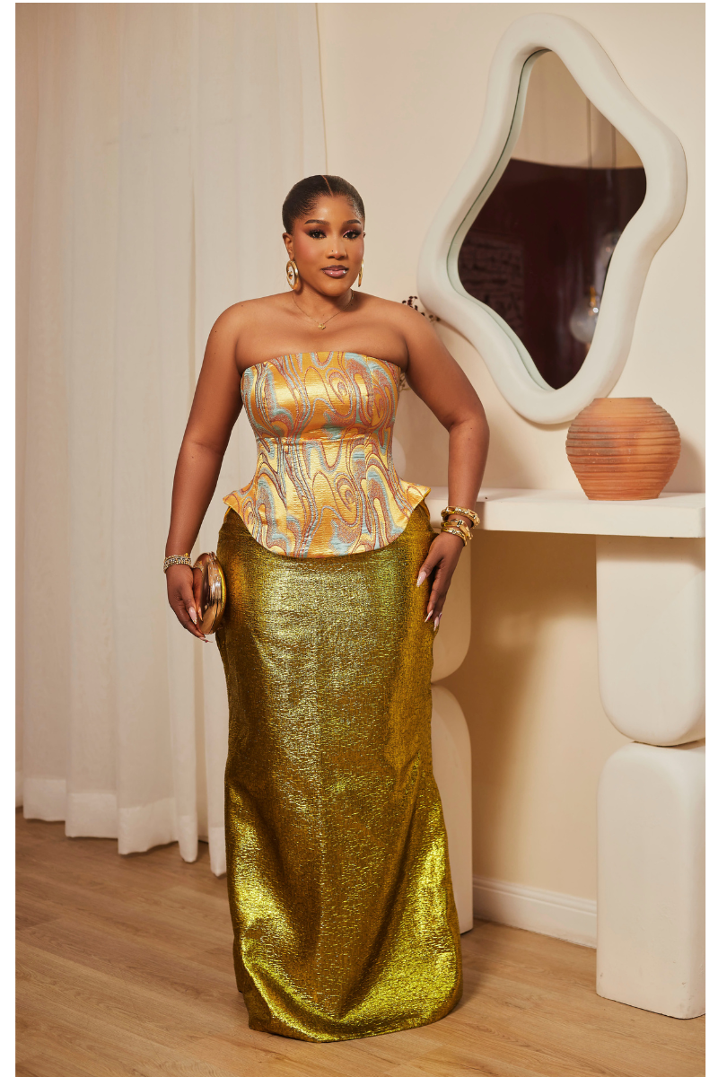 Nafisa Luxe Brocade Skirt Set with Kimono