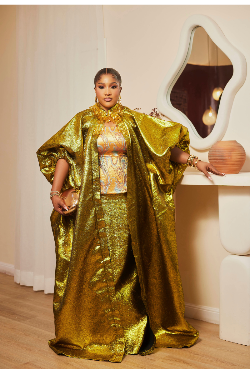 Nafisa Luxe Brocade Skirt Set with Kimono