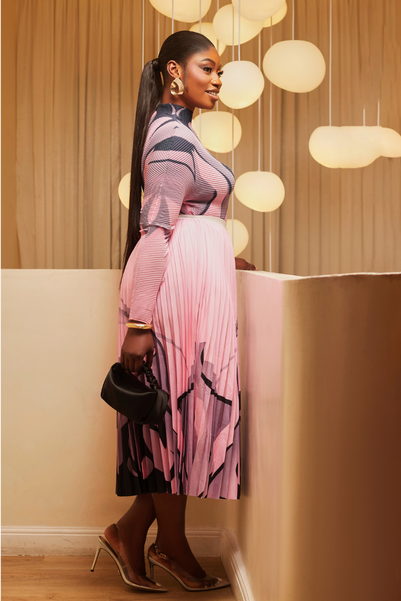 Naomi Pleated Skirt Set – Blush Pink