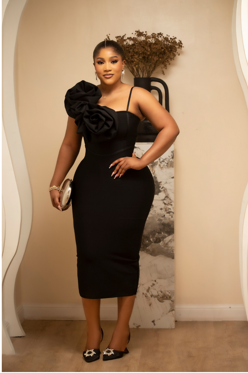Bella Noir Midi Dress