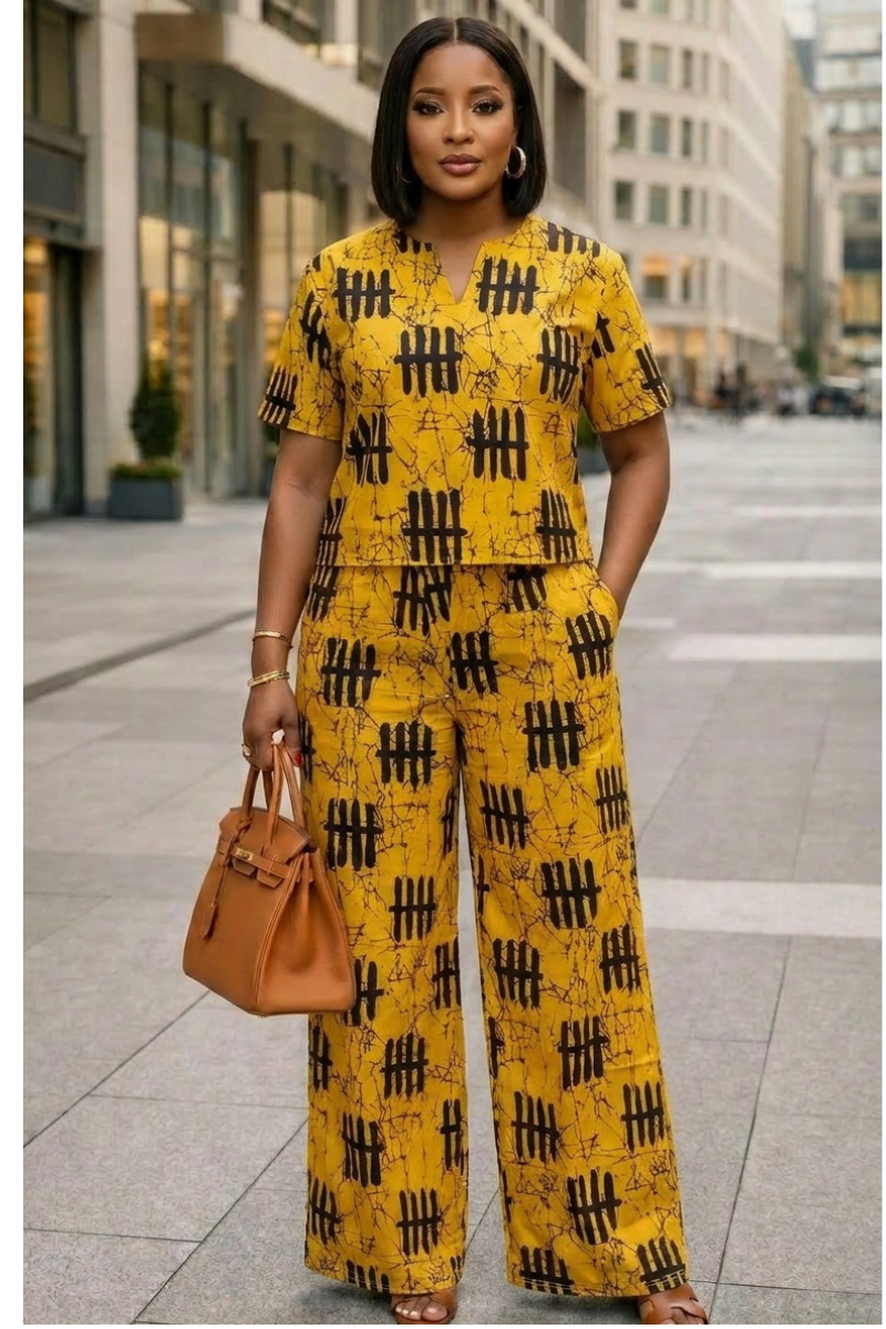 Zeze Golden Print Pant Set