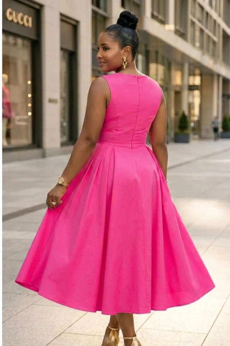 Rosalie Pink Midi Dress