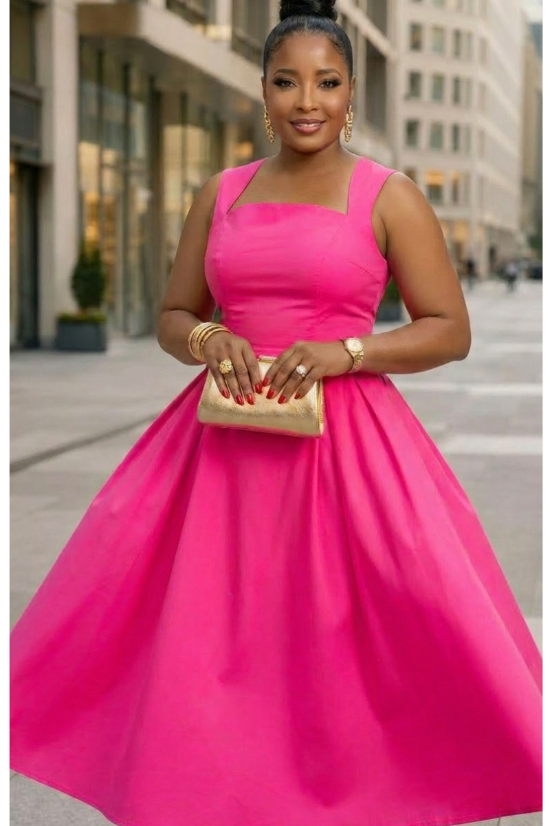 Rosalie Pink Midi Dress