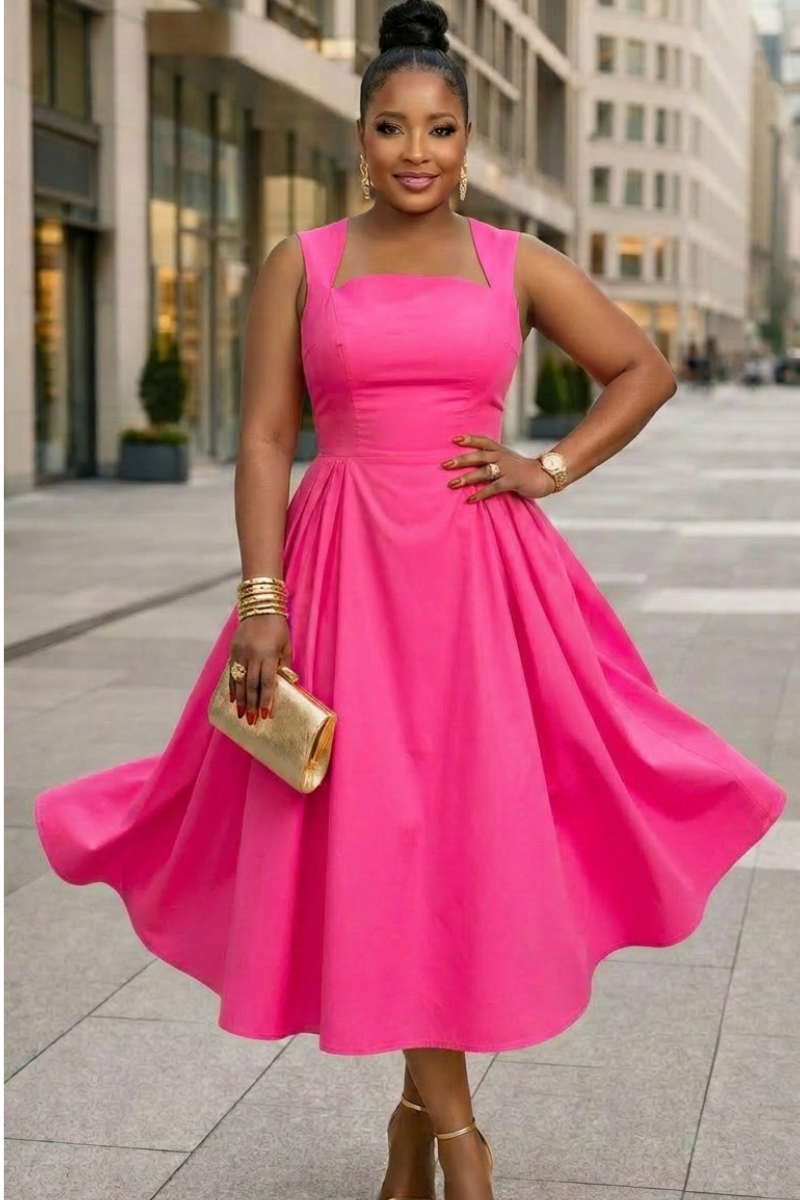 Rosalie Pink Midi Dress