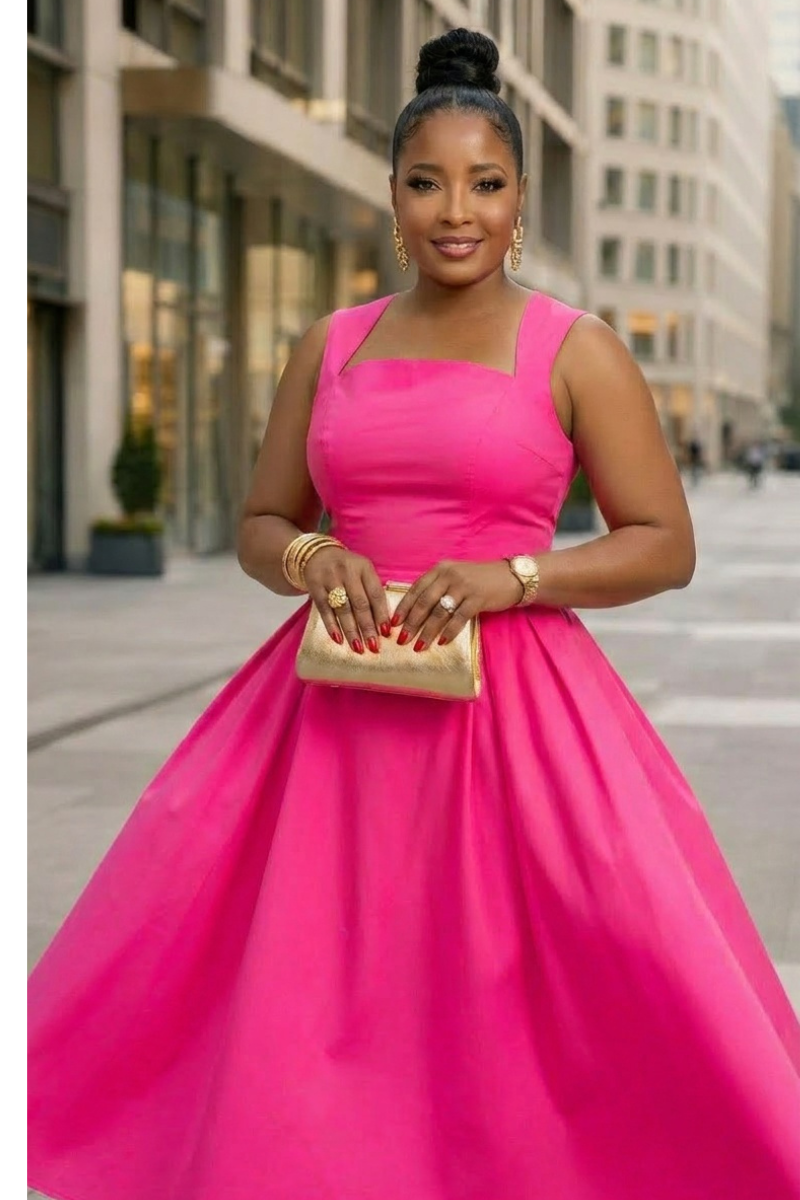 Rosalie Pink Midi Dress