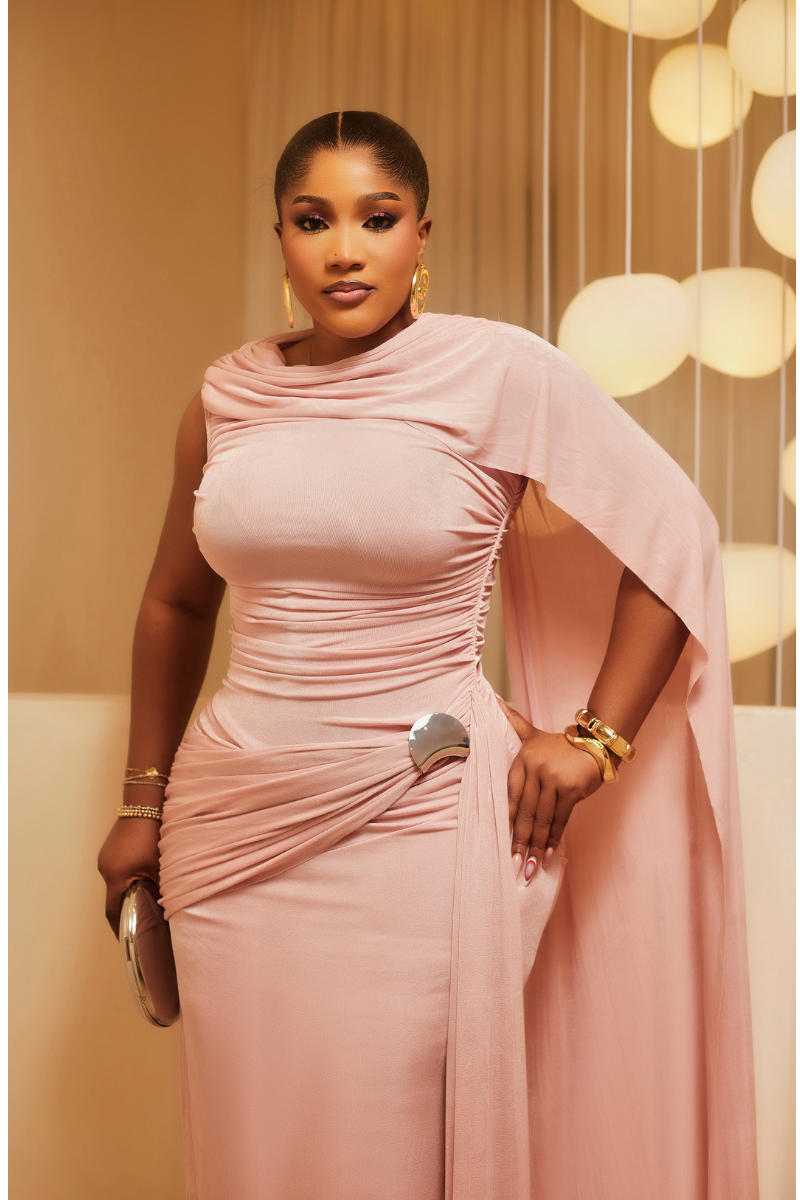 Lisa Drape Gown – Blush Pink