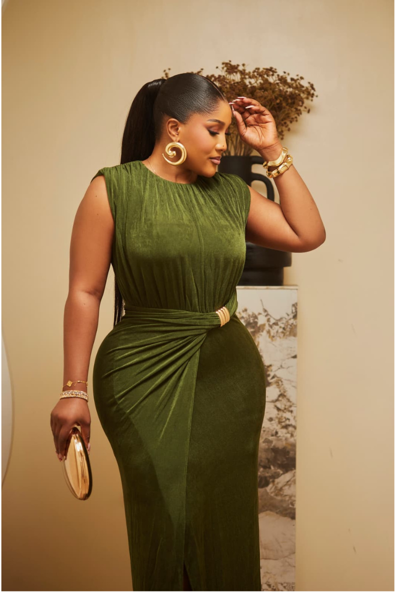 Selene Olive Elegance Dress
