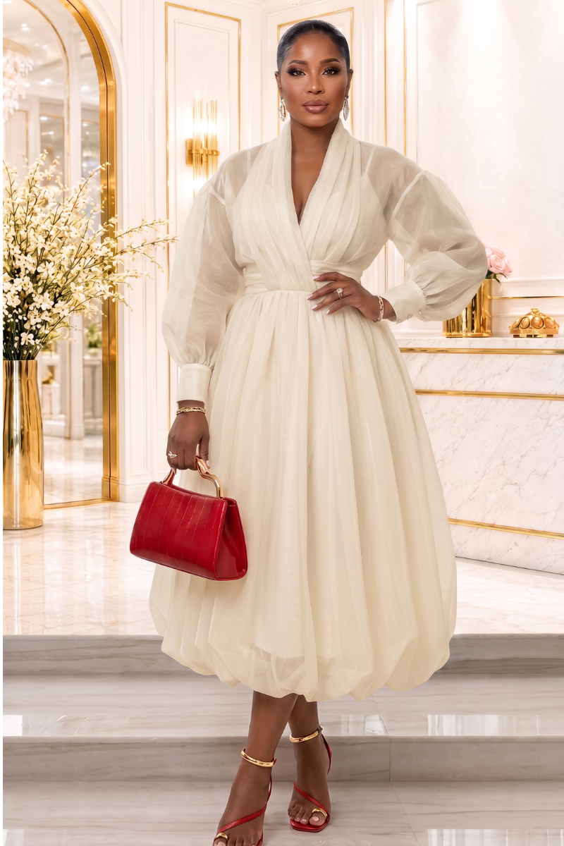 Bella Ivory Luxe Bubble Midi Dress