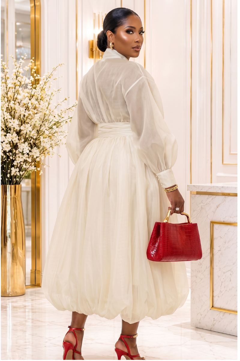 Bella Ivory Luxe Bubble Midi Dress