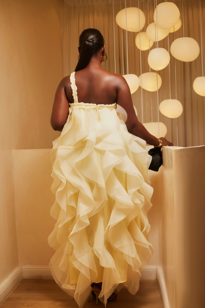Nia Sunlit Ruffle One-Shoulder Maxi Dress