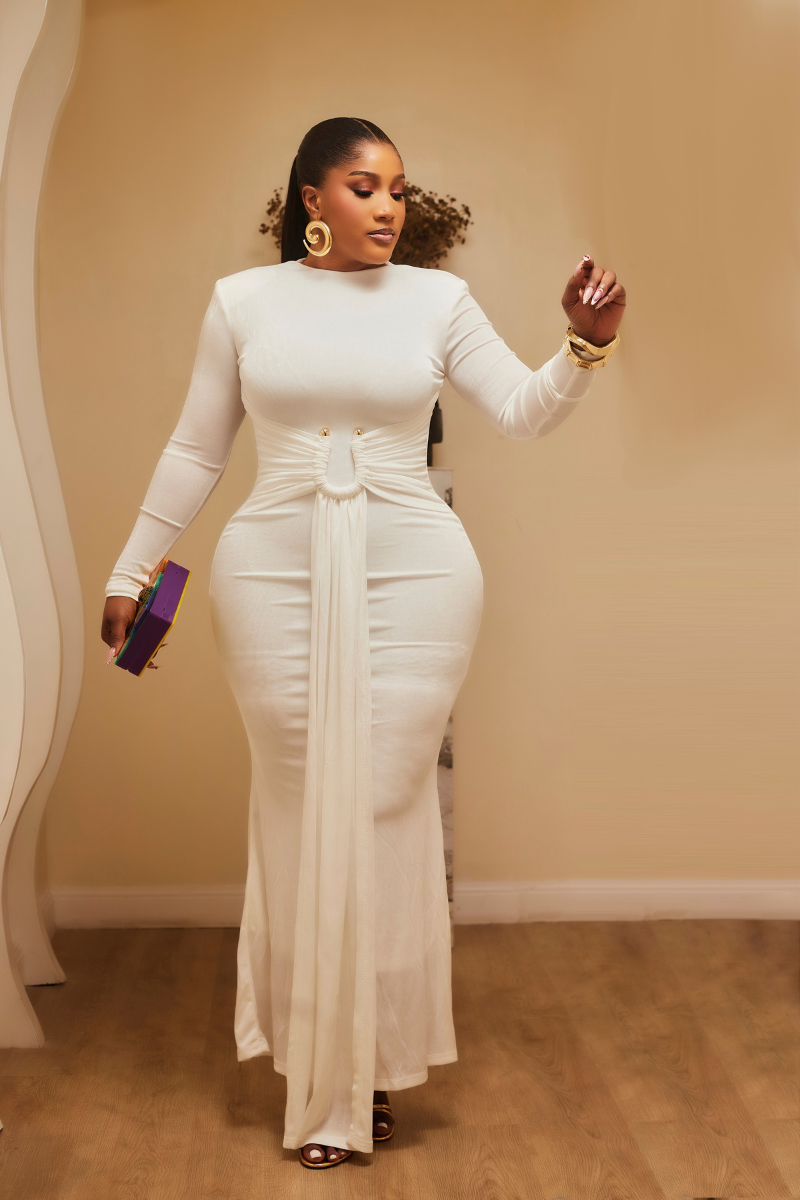 “Amara Sculpted Elegance Maxi Dress”