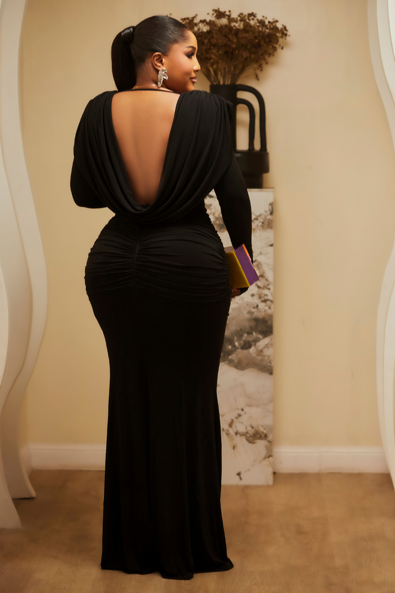 “Zuri Drape Elegance Maxi Dress”