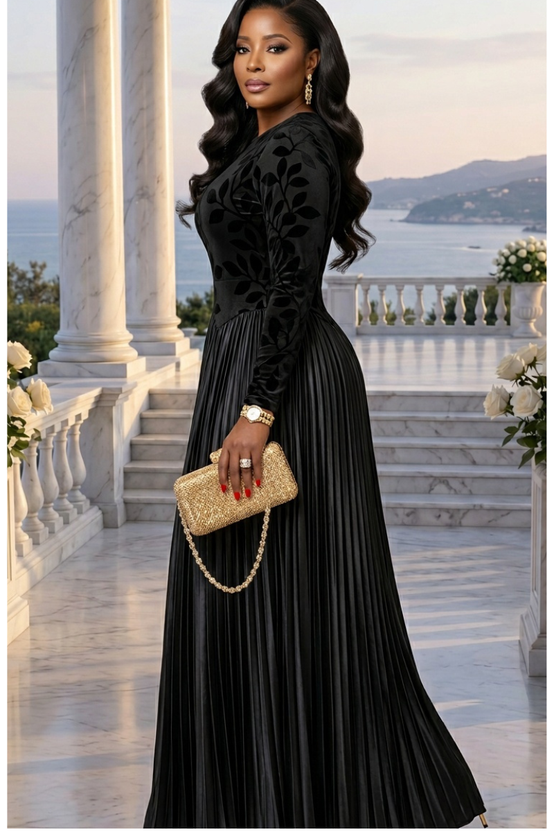 Vienna Noir Luxe Maxi Dress