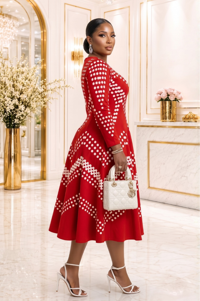 Mabella Bouncy Miyake Midi Dress