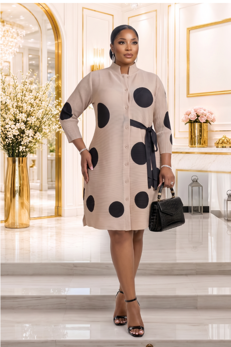 Lisa Polka Dot Miyake Midi Dress