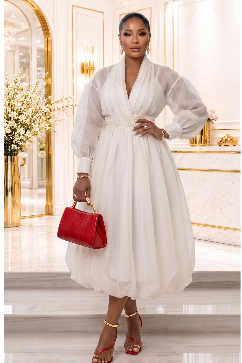 Bella Ivory Luxe Bubble Midi Dress